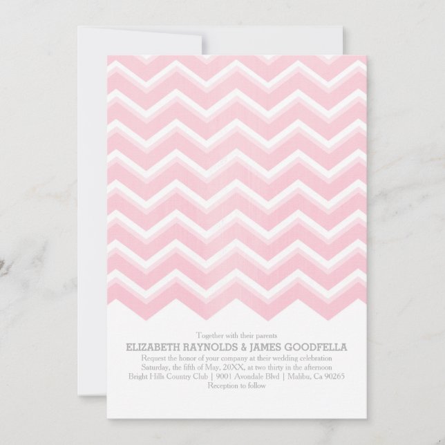 Invitations de mariage de zigzag de Chevron (Devant)