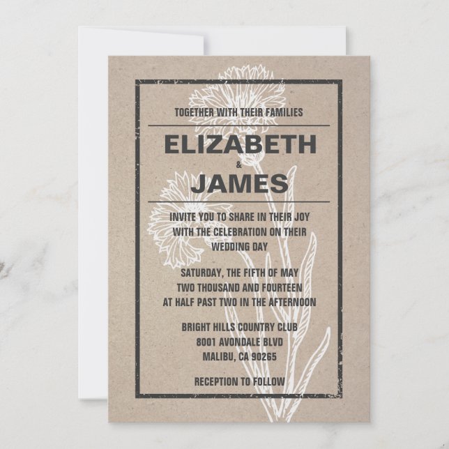 Invitations de mariage Décontractées Vintages (Devant)