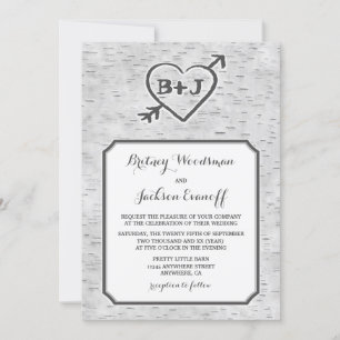 Invitations de mariage d'écorce d'écorce d'arbre d