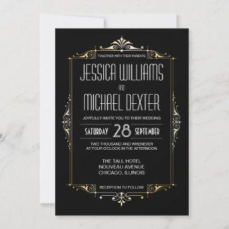 Invitations de mariage des années 1920 Motif Art d