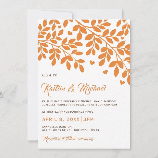 Invitations de mariage des arbres automnaux | Oran (Devant)