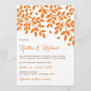 Invitations de mariage des arbres automnaux   Oran