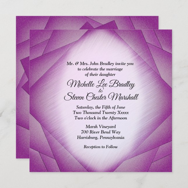 Invitations de mariage des calques violets (Devant / Derrière)