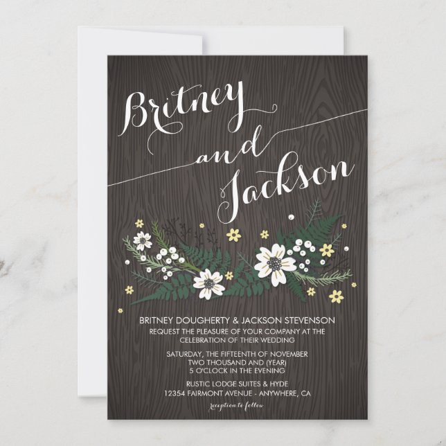 Invitations de mariage des Fleurs sauvages du bois (Devant)