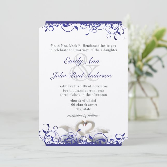 Invitations de mariage des Inséparables de cygne (Debout devant)