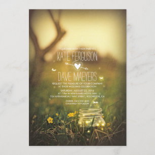 Invitations de mariage des lucioles de Mason Jar