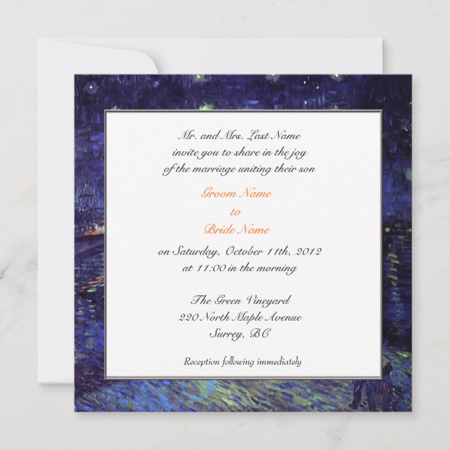 Invitations de mariage des parents de chambre (Devant)