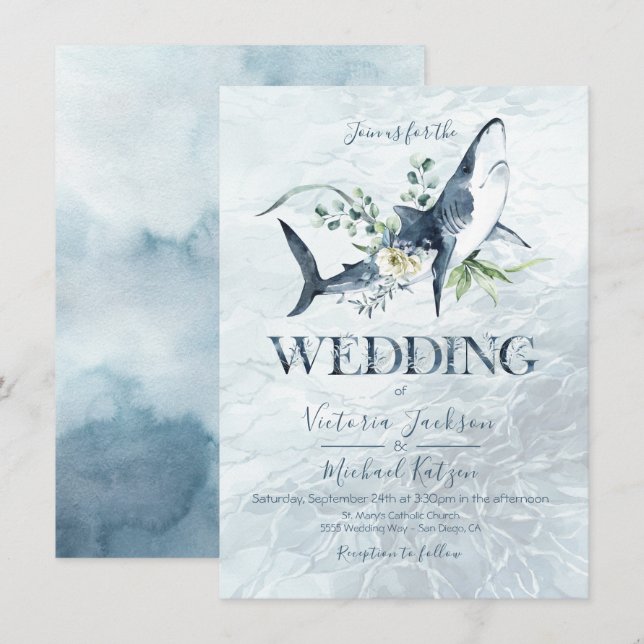 Invitations de mariage des requins tropicaux de l' (Devant / Derrière)