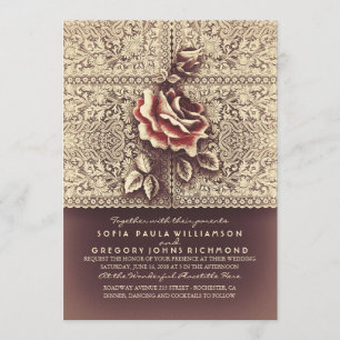 Invitations de mariage des Roses de la dentelle Vi