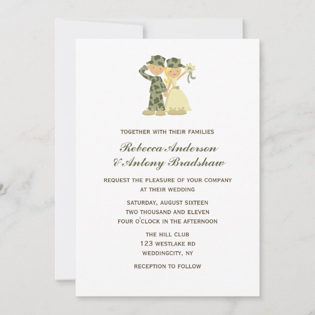 Invitations de mariage des soldats et des épouses (Devant)