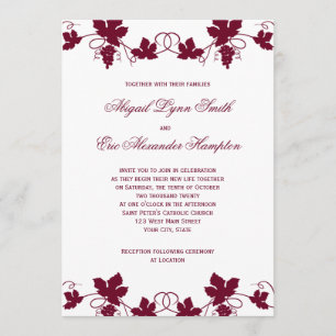 Invitations de mariage des vignes