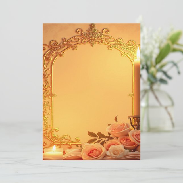 invitations de mariage, design de feuille d'or, ro (Debout devant)