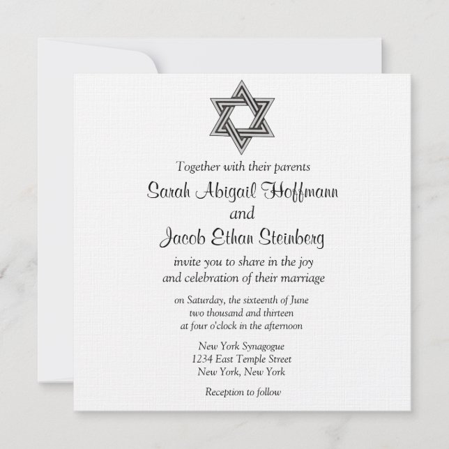 Invitations de mariage d'étoile de David (Devant)