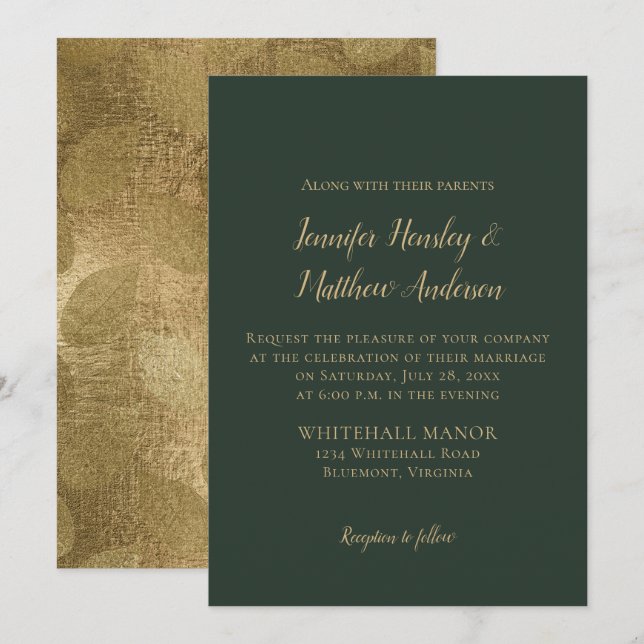 Invitations de mariage d'hiver à feuillage persist (Devant / Derrière)