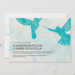 Invitations de mariage d'oiseaux bleus