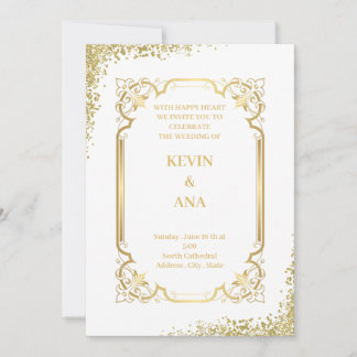 Invitations de mariage d'or sophistiquées