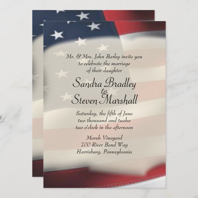 Invitations de mariage du drapeau (Devant / Derrière)