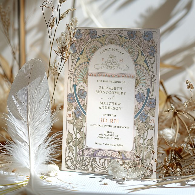 Invitations de mariage du pavot Art Nouveau par Mu (Créateur téléchargé)