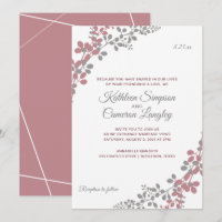 Invitations de mariage Dusty Rose souffle de bébé