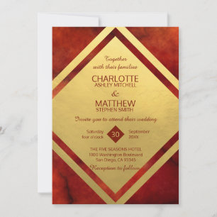 Invitations de mariage élégant en marbre rouge