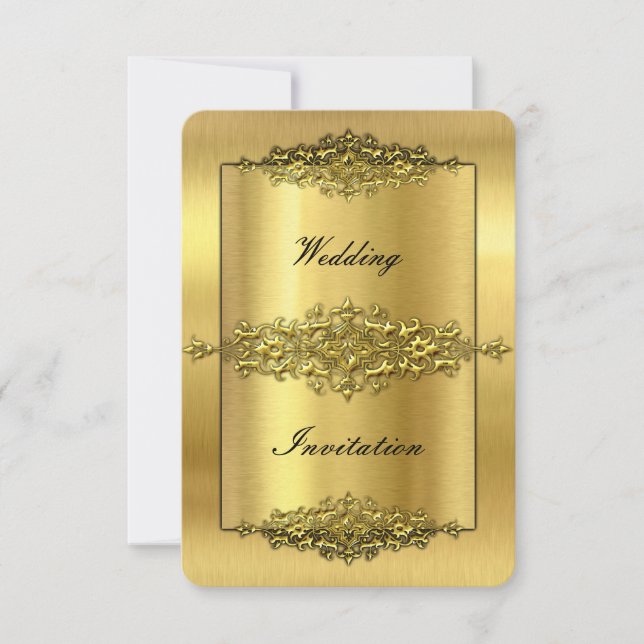 Invitations de mariage élégantes, Or (Devant)