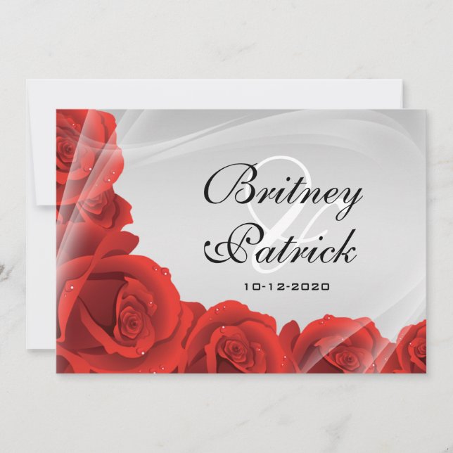 Invitations de mariage élégantes pour l'argent et  (Devant)