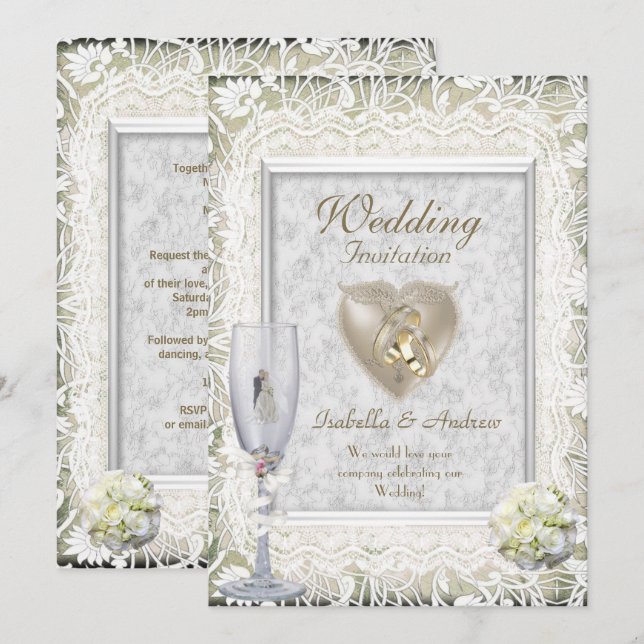 Invitations de mariage élégants (Devant / Derrière)