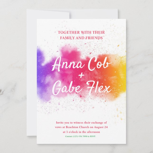 Invitations de mariage en bande arc-en-ciel (Devant)