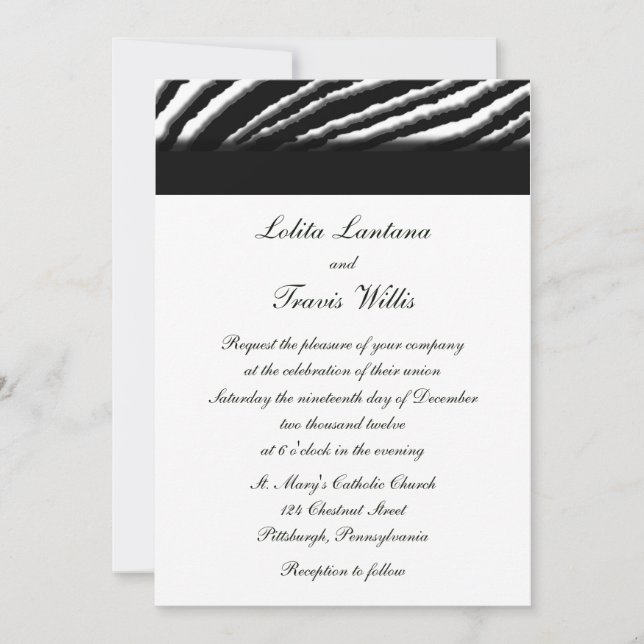 Invitations de mariage en bande Zebra (Devant)