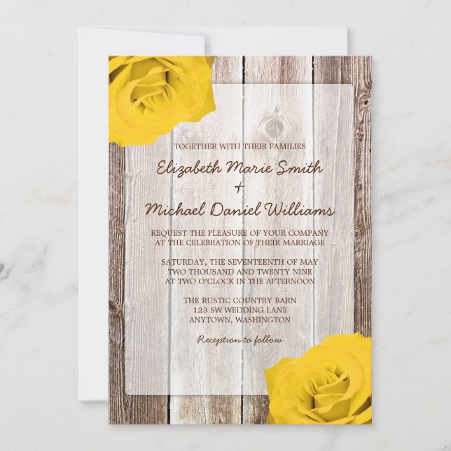 Invitations de mariage en bois de la grange rustiq (Devant)