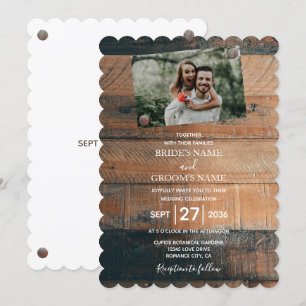 Invitations de mariage en bois rustique