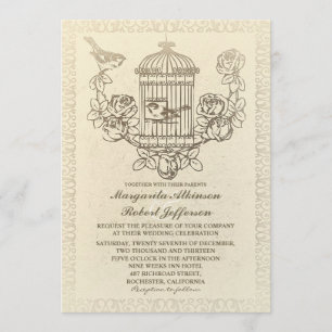 Invitations de mariage en cage pour inséparables v