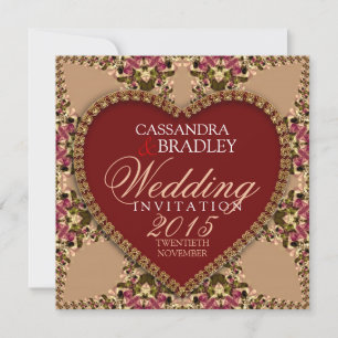 Invitations de mariage en dentelle d'or Rose vinta