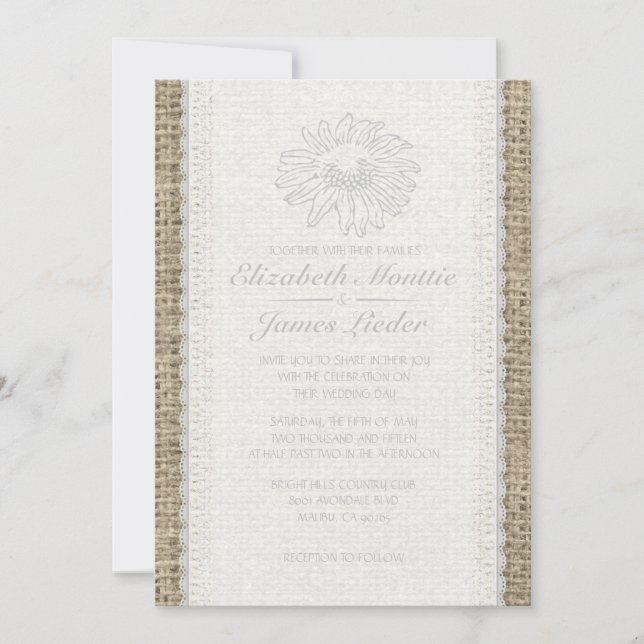 Invitations de mariage en dentelle Vintage blanche (Devant)