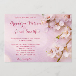 Invitations de mariage en fleurs de cerisier rose
