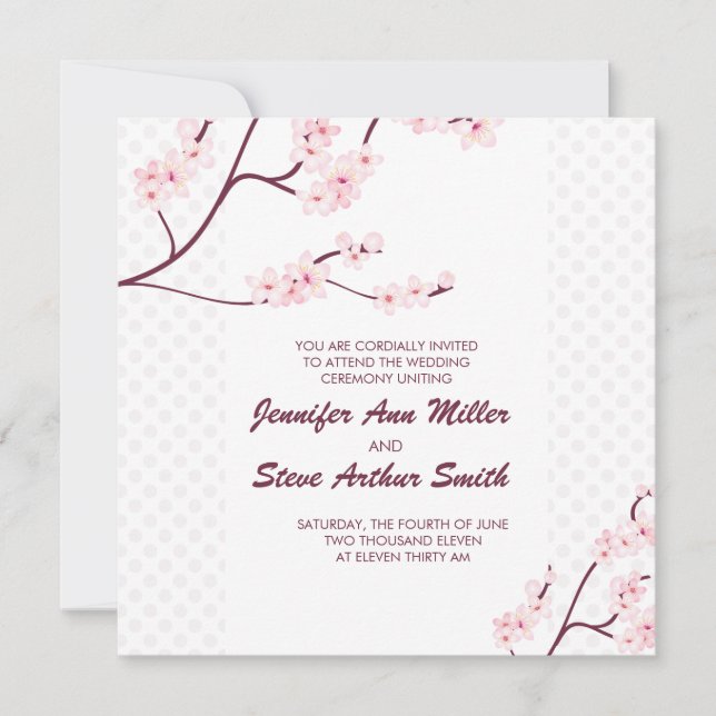 Invitations de mariage en fleurs de cerisiers (Devant)