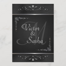 Invitations de mariage en noir et argent