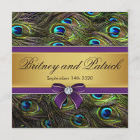 Invitations de mariage en plumes de paquebot viole
