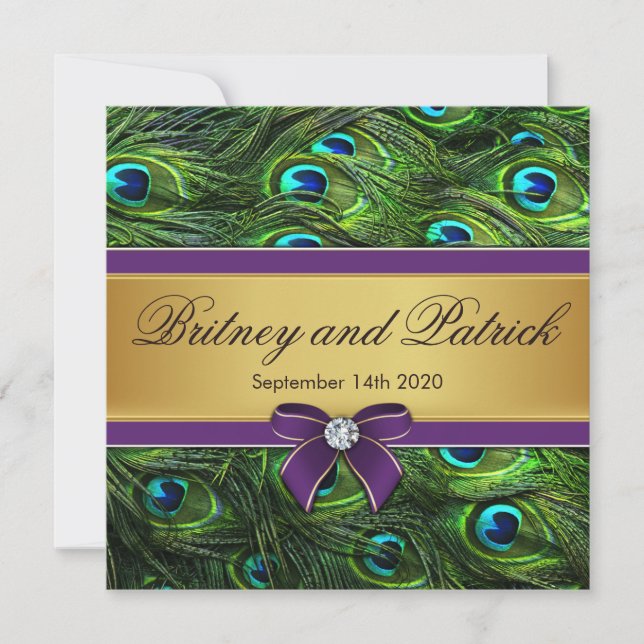Invitations de mariage en plumes de paquebot viole (Devant)