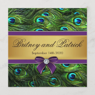 Invitations de mariage en plumes de paquebot viole