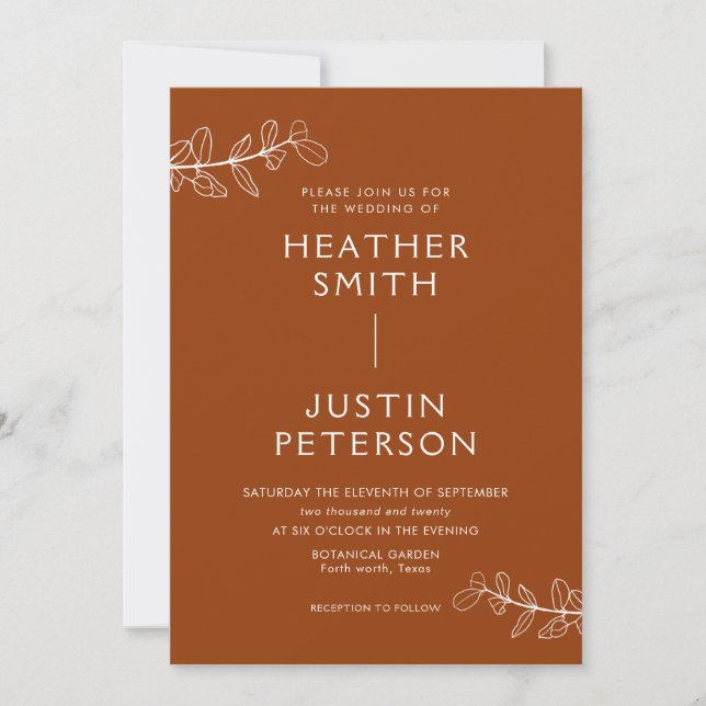 Invitations de mariage en terre cuite moderne Boho (Devant)