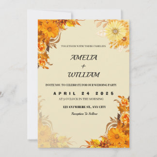 Invitations de mariage esthétique orange