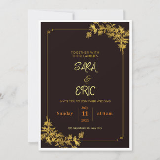 Invitations de mariage esthétique rouge foncé et o
