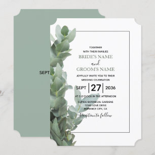 Invitations de mariage Eucalyptus Dollar Argent