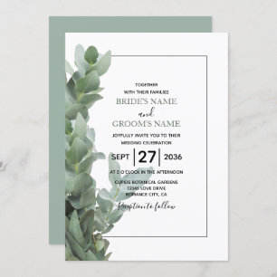 Invitations de mariage Eucalyptus Dollar Argent