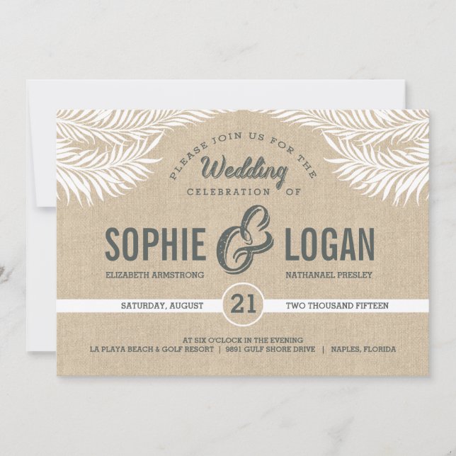 Invitations de mariage Feuille Palm (Devant)