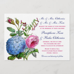 Invitations de mariage floral des Roses d'Hydrange