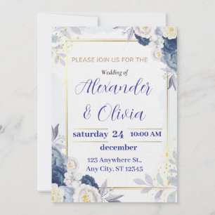 Invitations de mariage floral mignonne, invitation