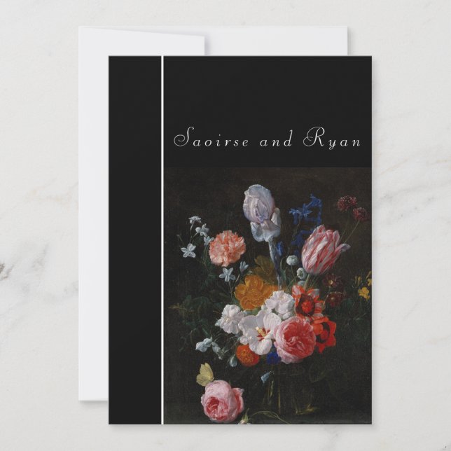 Invitations de mariage floral multicolore foncé (Devant)