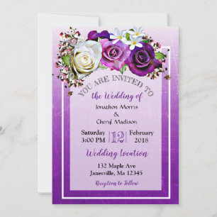 Invitations de mariage floral Rose violet